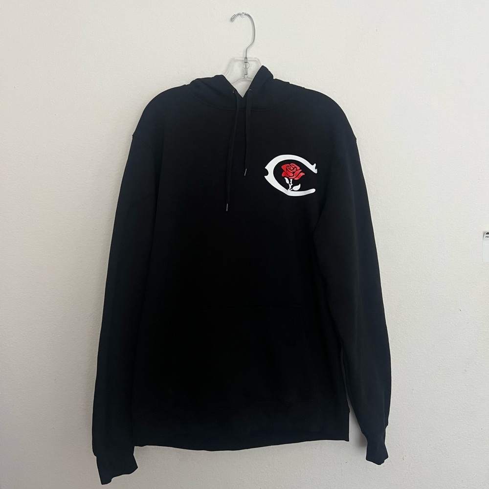 NEW Carre Paris France Men's Black Hoodie Rose Sz L